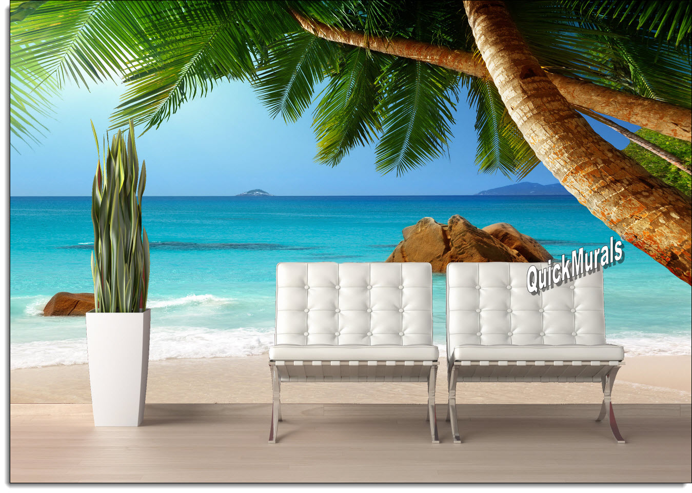 Secluded Beach Peel & Stick Wall Mural
